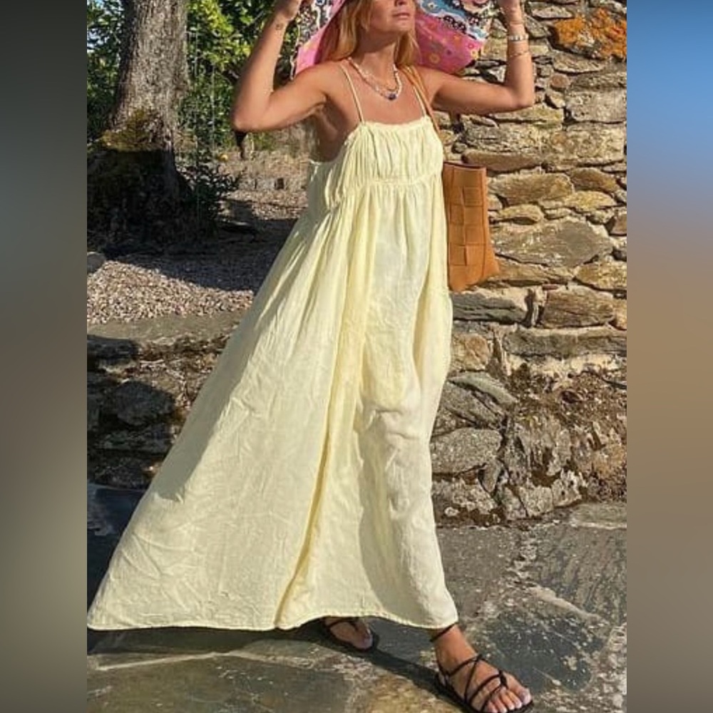 RABENS SALONER - Yellow strap dress